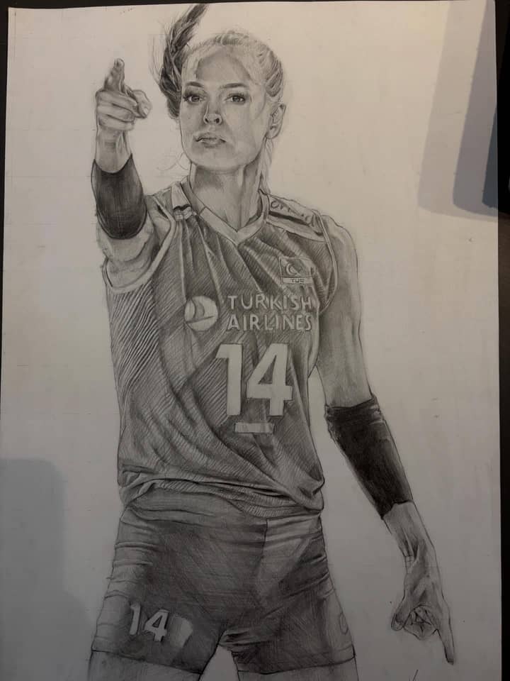 Milli voleybolcu Eda Erdem portresi (Türk Hava Yolları forması, 14 numara) — Instagram hikâyesinde @edaerdem14 olarak etiketlendi