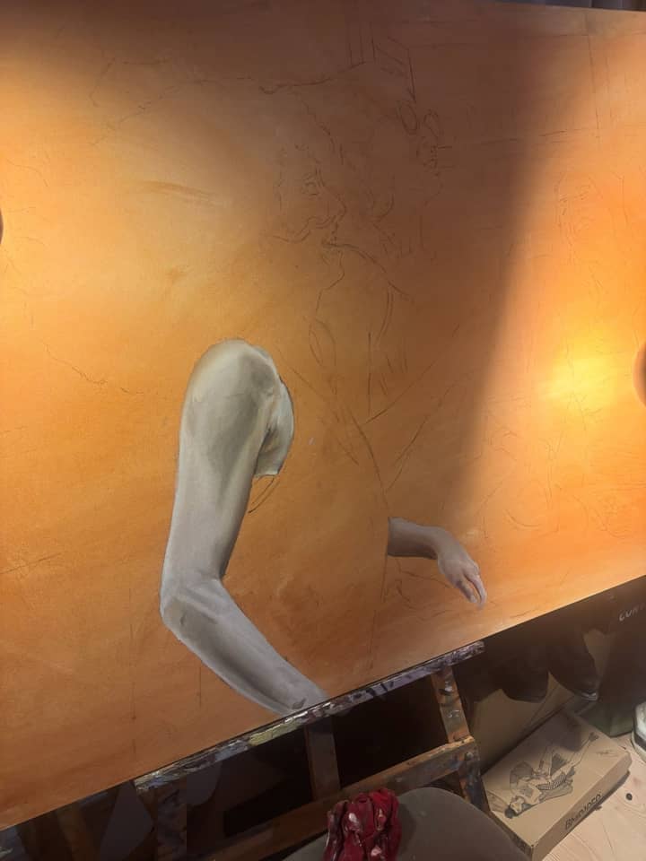 Yelpaze yağlı boya süreç fotoğrafı 1