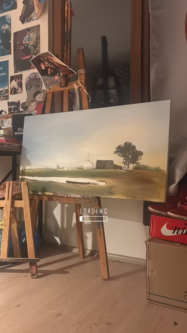 Yağlı boya manzara, şövalede